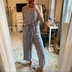 Blue and white striped jumpsuit. NWT